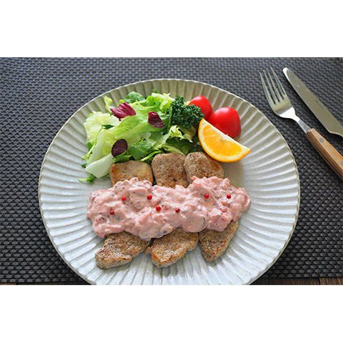 【濃いアーモンドミルクレシピ】アーモンドミルクの桃色マスタードソース