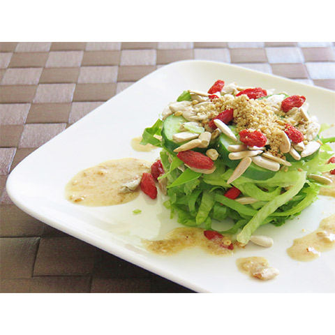 【濃いアーモンドミルクレシピ】アーモンドミルクドレッシングのミルフィーユサラダ（マクロビオティック料理家・小川原先生　考案レシピ）