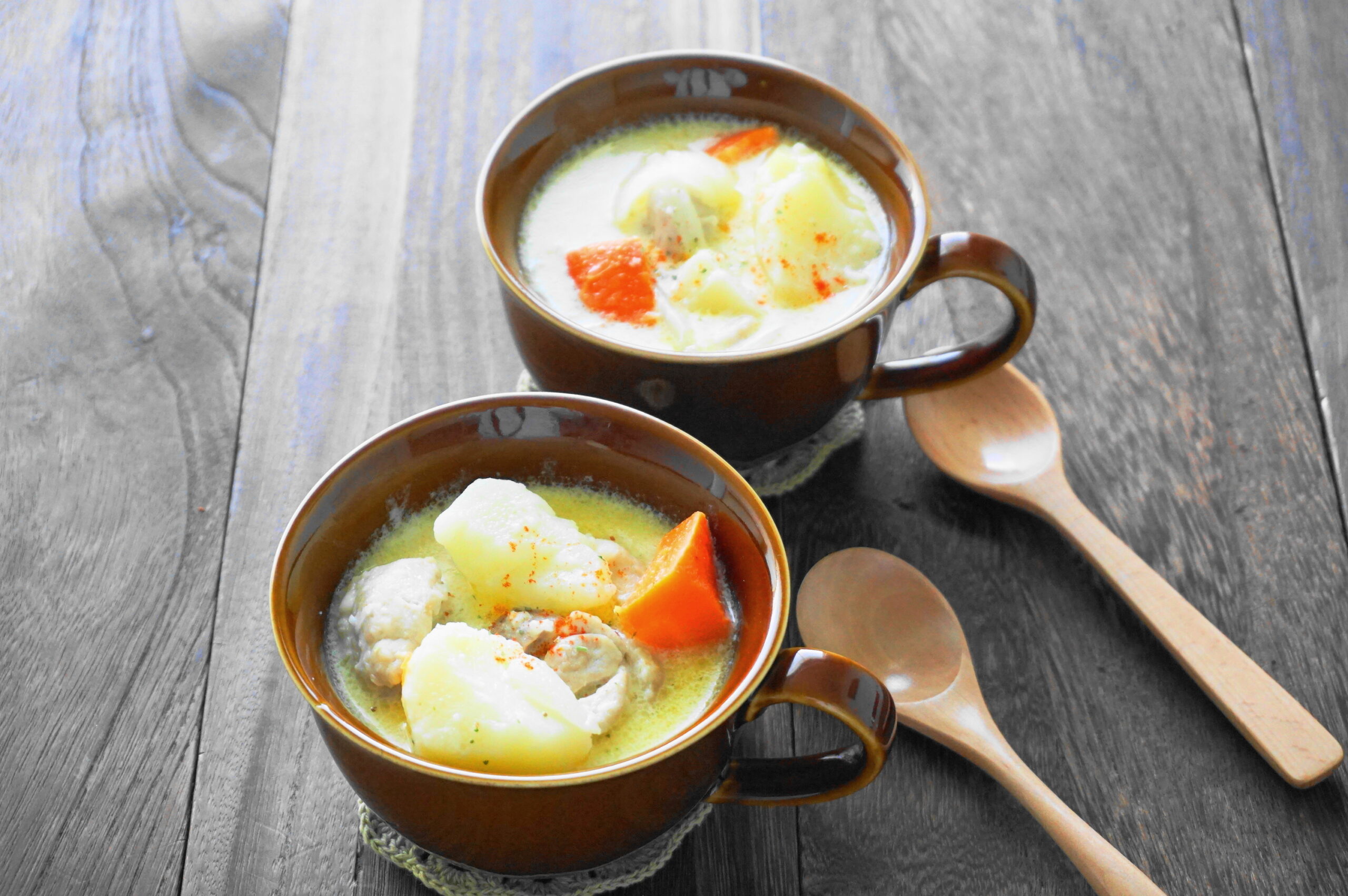 【濃いアーモンドミルクレシピ】アーモンドミルクとジャガイモのシュクメルリ